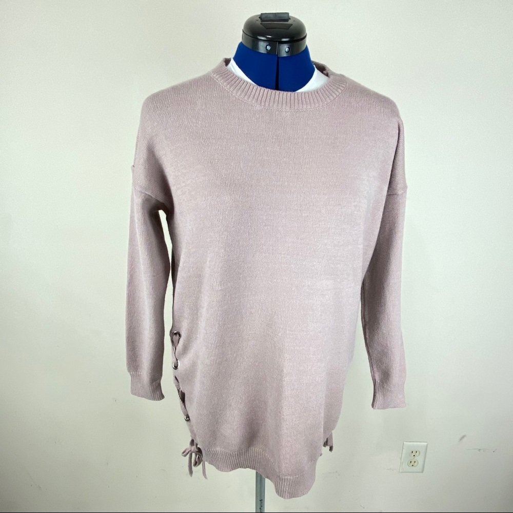 debut long sleeve oversized side tie tunic sweater